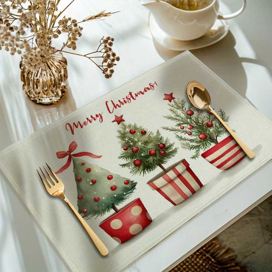 VIKAMA 4-teiliges Weihnachtsbaum-Tischset-Set für festliche Tischdekorationen - Bild 2