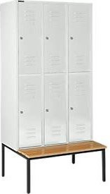 Schäfer Shop Select Kleiderspind mit Sitzbank, 3x2 Abteile, Zylinderschloss, Farbe: Lichtgrau, Breite: 40 cm - Bild 1