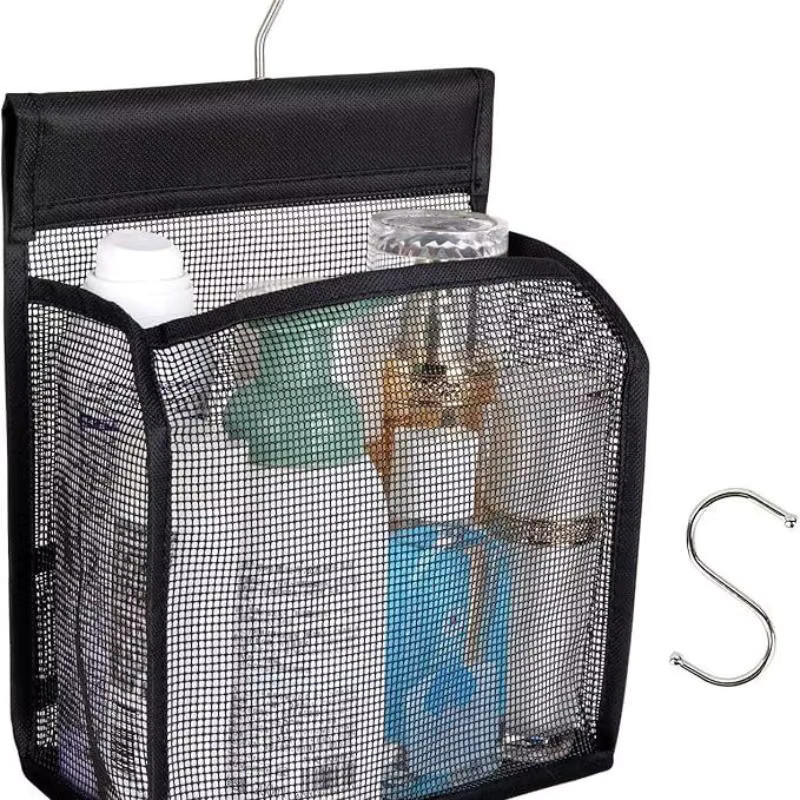JETTING Badezimmer Kulturbeutel als Hängekorb aus Netzgewebe mit Haken, Schwarz, B/T/H: 19,48 x 9,4 x 22,86 cm - Bild 2