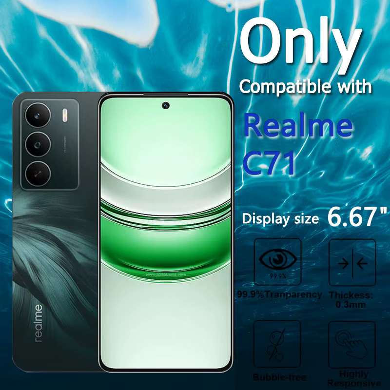 Displayschutzfolie aus gehärtetem Glas für Realme C71, 6,67 Zoll, transparent, kratzfest und fingerabdruckarm, 1–4 Stück - Bild 4
