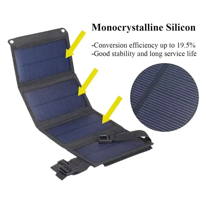 Tragbares faltbares 20W Solarpanel in Schwarz als wasserdichtes USB Handy Ladegerät für Outdoor, Camping und Wandern - Bild 3