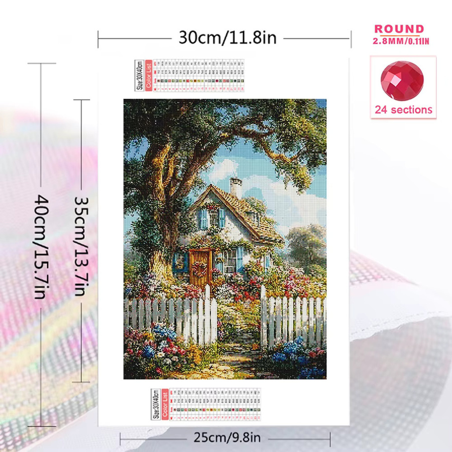 Momoart DIY Diamantmosaik Set Landschaft Gartenhaus mit runden Steinen in Multicolour, B/H: 30 x 30 cm - Bild 2