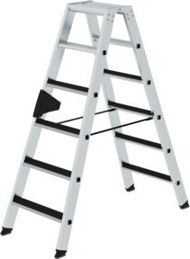 Günzburger Aluminium Stehleiter Clip-Step beidseitig begehbar, Farbe: Silber, 2 x 6 Stufen, maximale Arbeitshöhe: 3 m - Bild 1