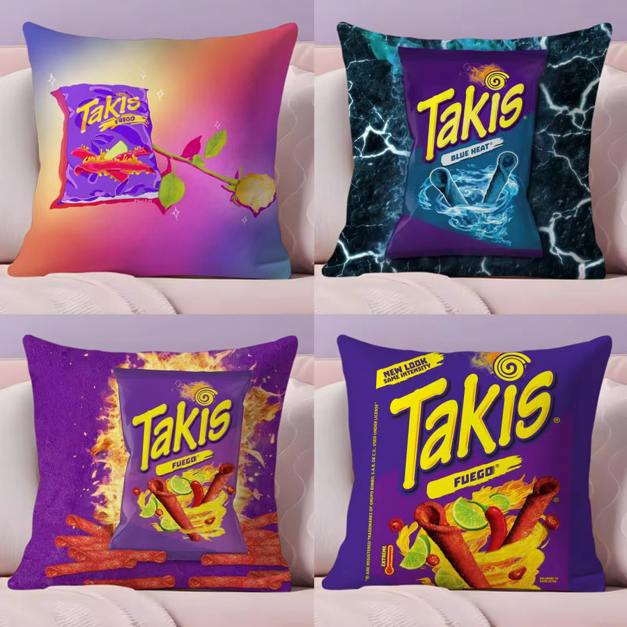 PIKPAKA Kissenbezug Takis Chips Design aus Plüsch, quadratisch, mehrfarbig, 30 x 30 cm - Bild 2