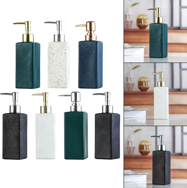 Kesoto Keramik Lotionspender mit Pumpe, wiederbefüllbare Flasche in Schwarz, Höhe: 19,6 cm, Breite: 5,7 cm - Bild 1
