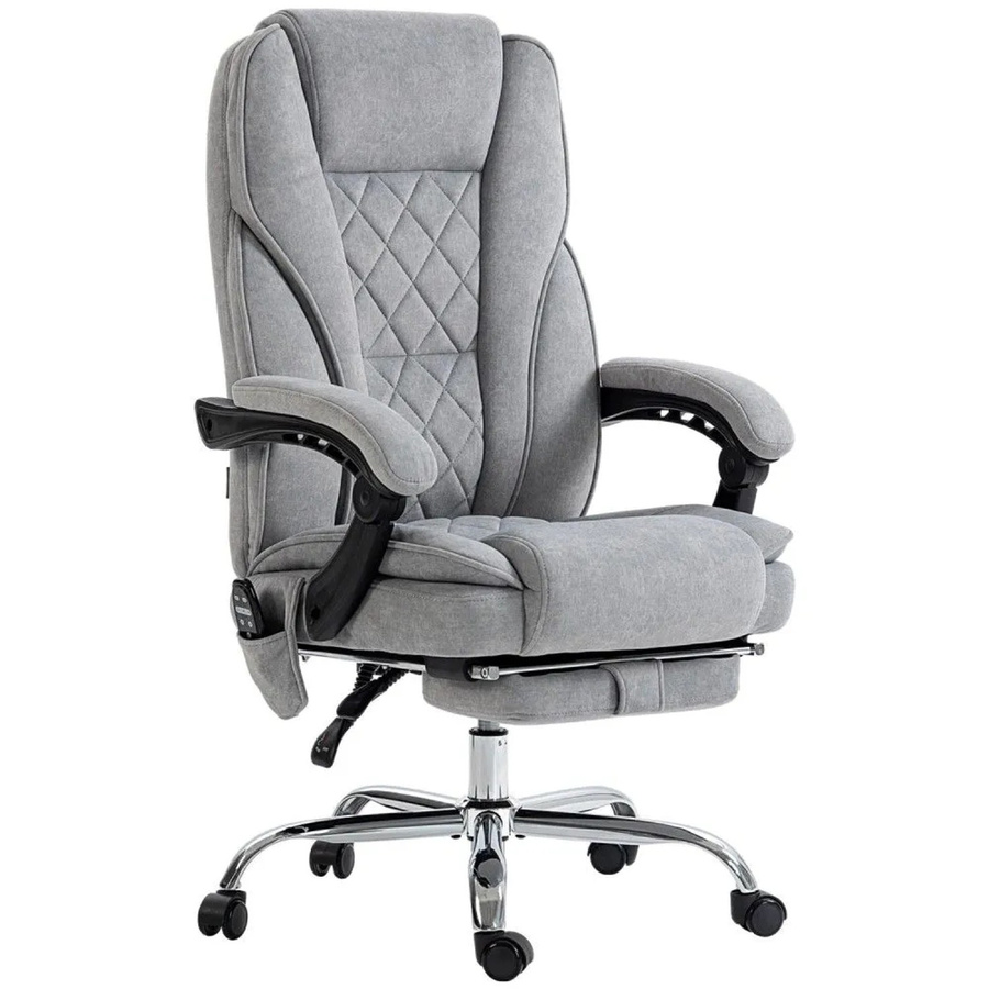Vinsetto Bürostuhl mit Massagefunktion in Grau aus Polyester und Samtimitat mit Stahlgestell, B/T/H: 67 x 72 x 111-119 cm - Bild 2