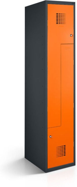 rotstahl Z-Spind mit 2 Türen in Orange und anthrazitgrauem Korpus, B/T/H: 40 x 50 x 180 cm - Bild 1