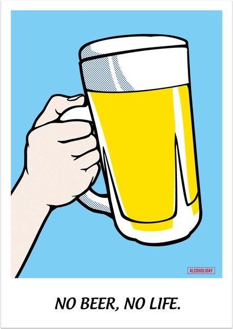 ALCOHOLIDAY Art Stilvoll Pop No No Life Poster von Nippon Collectibles in Blau, Skandinavischer Stil, Format A2 (42,0 x 59,4 cm) - Bild 1