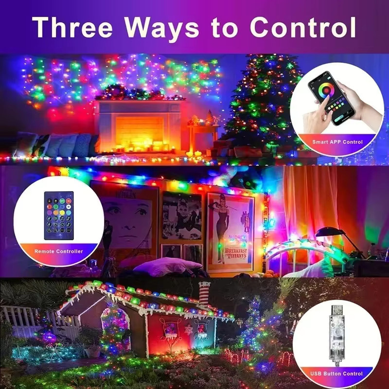 LINYILIGHT Smart LED Fairy String Light RGBIC mit Musik-Sync, App-Steuerung und WiFi, IP67 Wasserdicht, USB-Betrieb, Multicolor - Bild 2
