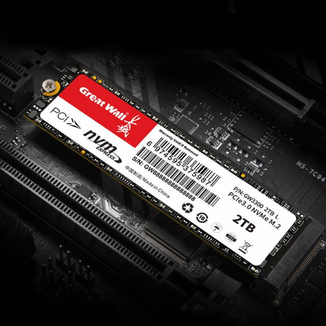 Great Wall M2 NVMe SSD PCIe 3.0 x4 Interne Solid-State-Disk für Laptop und Desktop in Schwarz - Bild 1