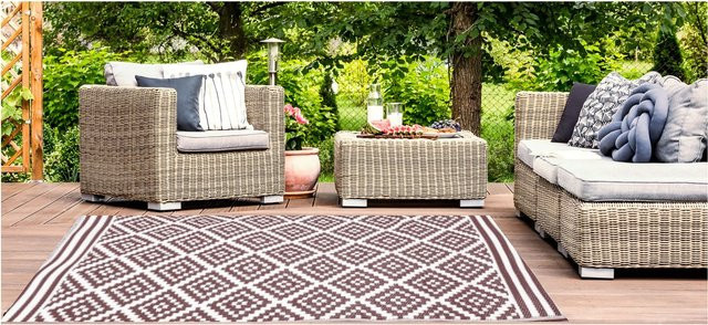 Jet-Line Outdoorteppich Austin Braun mit geometrischem Muster aus Polypropylen B/B: 150 x 240 cm - Bild 1