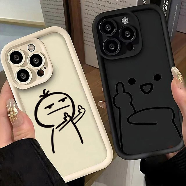 Xiaomi Handy Hülle mit Cartoon Stickman Design in Schwarz für Redmi Note 14 13 12 11 Pro Plus 5G 12S 11S 10S 10 12C 13C 14C 4G Soft Cover - Bild 1