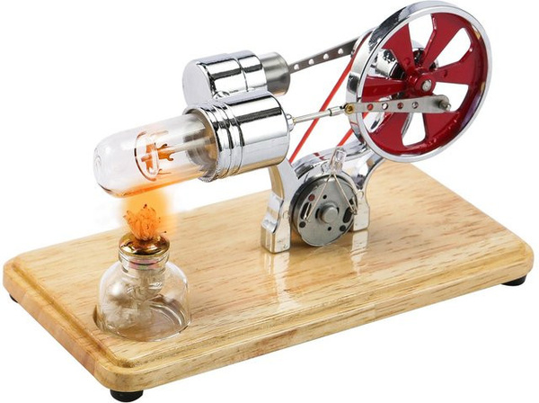 TOMTOP JMS Stirlingmotor-Bausatz, Stromgenerator, Heißluftmotormodell, physikalisches Generatormodell mit LED OS6244-1