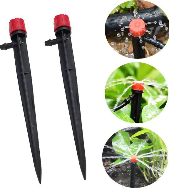 20 Stück verstellbare Tropfer mit langem Stab für die Gartenbewässerung, Sprinkler mit Stacheln und 8 Löchern für Topfpflanzen im Gewächshaus - Bild 1