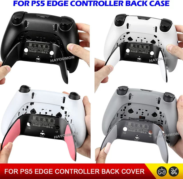 Hayoumon Anti-Rutsch Ersatzabdeckung für PS5 Edge Gamepad, Rückseite, Schwarz-Weiß-Grau-Rosa - Bild 1