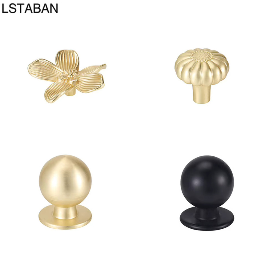 LSTABAN Blumenförmiger Möbelgriff aus Zinklegierung in Gold und Schwarz für Küchenschränke und Schubladen - Bild 2