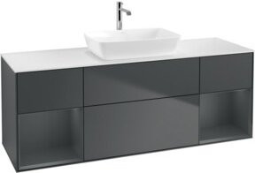 V&B Waschtischunterschrank Finion mit Wandbeleuchtung, Farbe Grau lackiert, Breite: 160 cm, Tiefe: 50,1 cm, Höhe: 50,1 cm - Bild 1