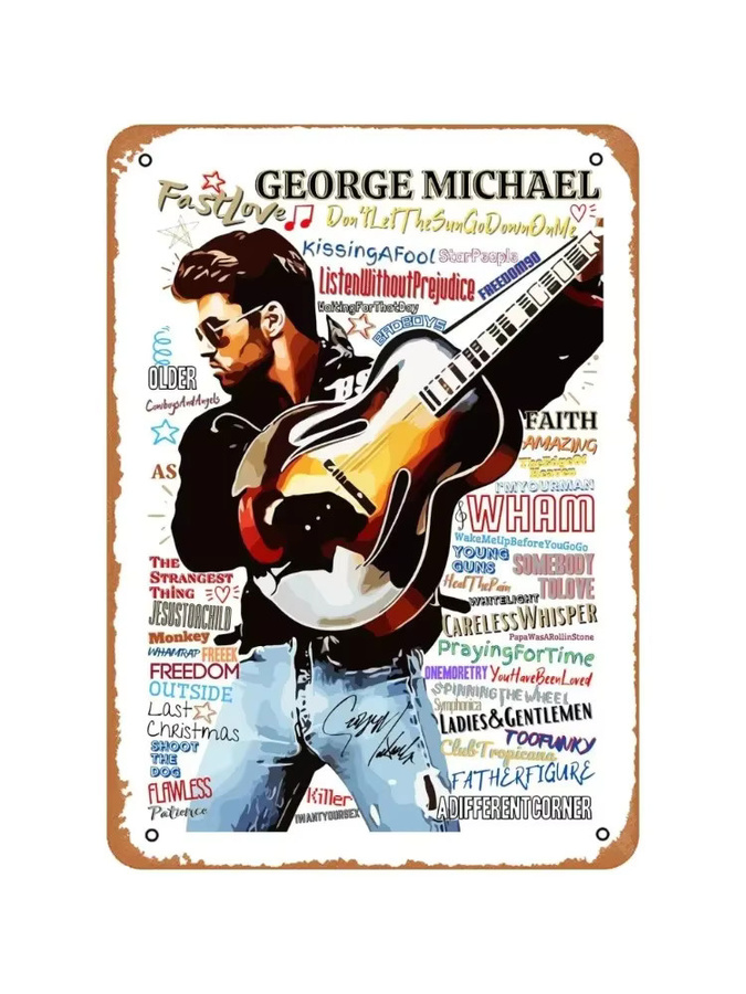 George Michael Pop Art Metallblechschild CIFBUY Wanddekoration mit Musik-Symbol, Breite: 30,48 cm, Höhe: 20,32 cm, Tiefe: 0,0 cm - Bild 2