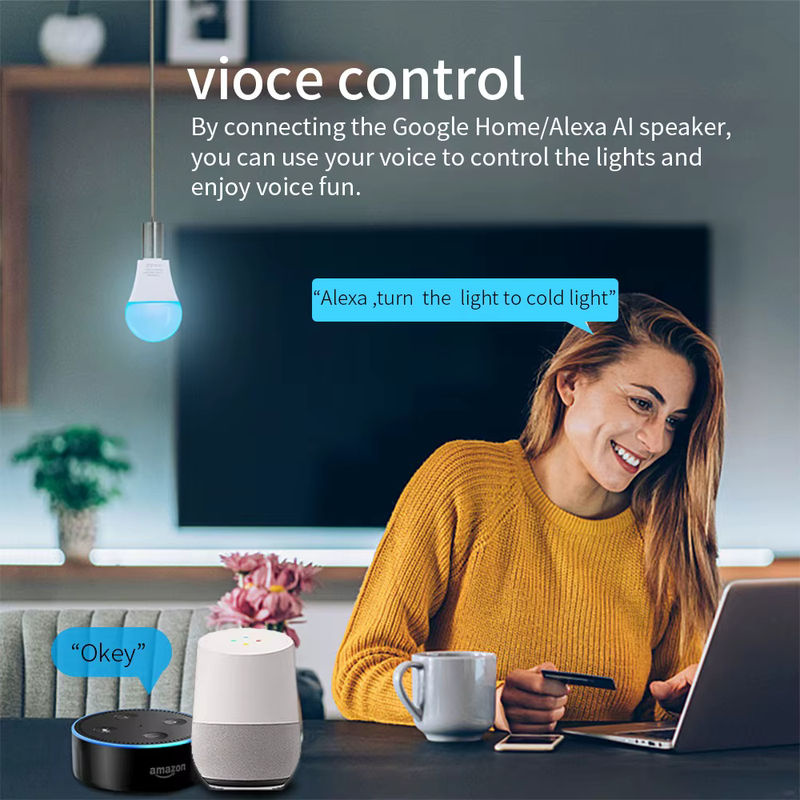 SIXWGH Smart RGB WiFi Glühbirne E27, 9W, dimmbar mit Timer-Funktion, Multicolor, Steuerung via Cozylife App, kompatibel mit Google Home und Alexa - Bild 3