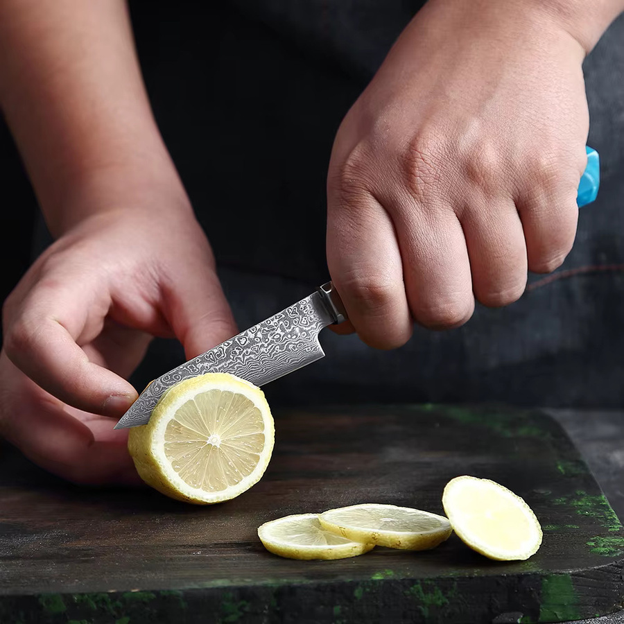 Xituo Japanisches Allzweckmesser als kleines Kochmesser und Obstschälmesser in Mehrfarbig mit Holzgriff, Klingenlänge: 12,7 cm - Bild 5