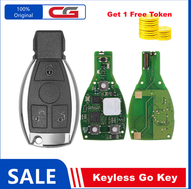 CG MB 08 Version Keyless Go Ersatzschlüssel 315 MHz/433 MHz mit Gehäuse für Mercedes Benz W164 W221 W216 ab Baujahr 2005–2010, Schwarz - Bild 1