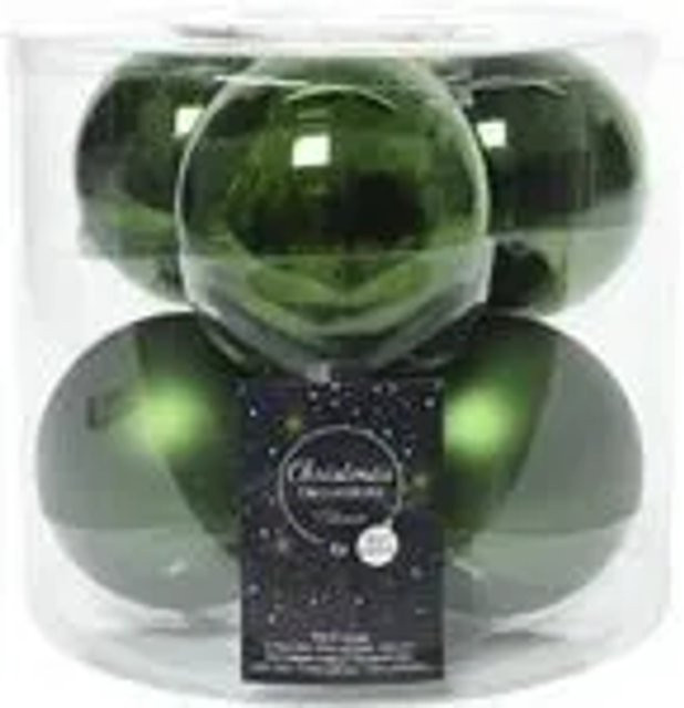 Kaemingk Weihnachtsbaumkugeln aus Glas in Piniengrün, 6 Stück, Durchmesser: 8 cm - Bild 1