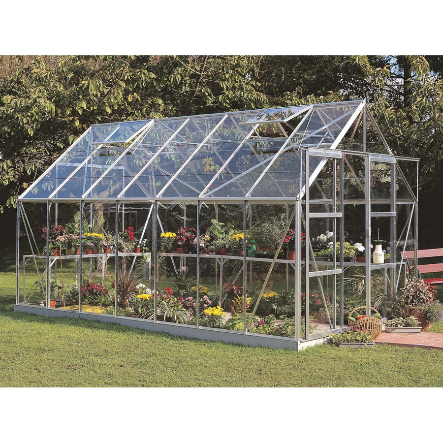 Halls Gewächshaus Magnum 148 aus Alu in Silber mit Sicherheitsglas und Doppelschiebetür, B/T: 257 x 446 cm, 11,5 m² - Bild 2