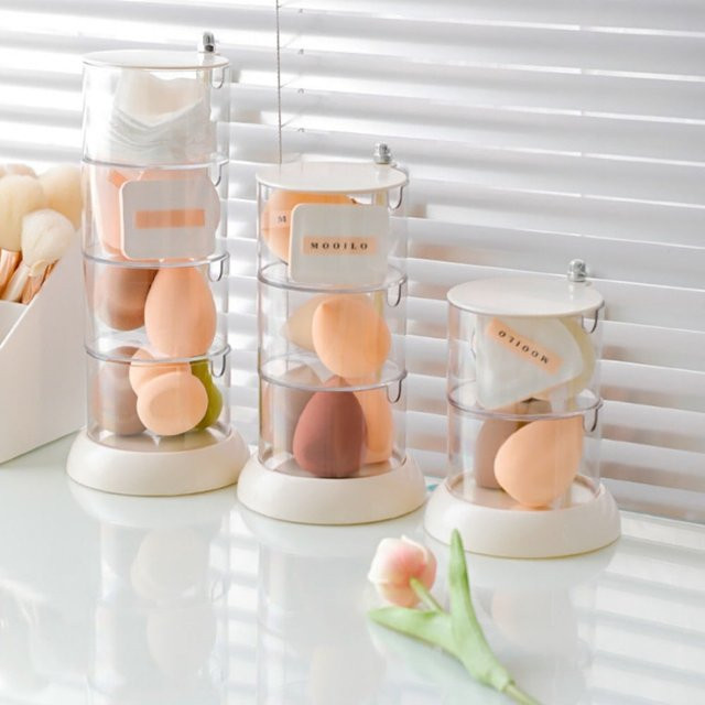 360 Grad drehbarer Desktop-Kosmetik-Organizer aus Acryl, staubdichter Make-up-Organizer in Transparent, mehrschichtig für Schmuck und Beauty-Zubehör - Bild 1