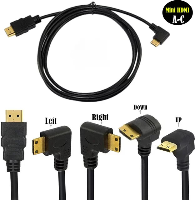 BSN HDMI auf Mini-HDMI Kabel 1.83 m mit 90 Grad Winkel, 1080P Full HD, Schwarz - Bild 1