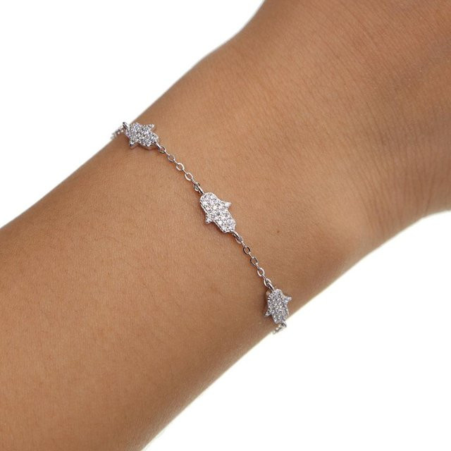 Charm Armband 925 Silber, Zirkonia, Damen, Hamsa Hand - Bild 1