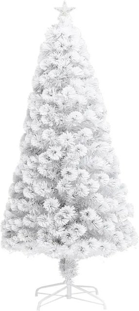 vidaXL Künstlicher Weihnachtsbaum mit LED Glasfaser in Weiß, Höhe: 120 cm - Bild 1