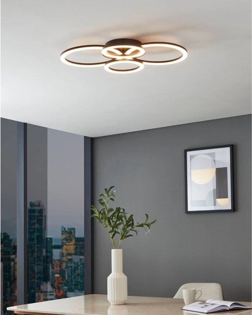 Eglo LED-Deckenleuchte Parrapos-Z in Schwarz-Weiß, dimmbar mit Fernbedienung und Timer, B: 61,4 cm, T: 45,0 cm - Bild 1