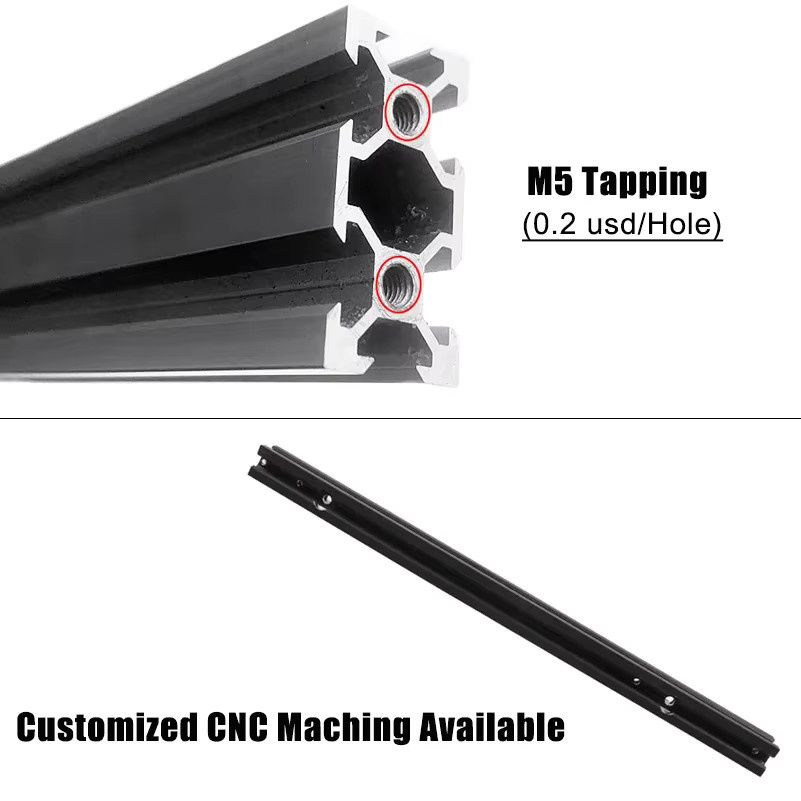 2 Stück Openbuilds 2020 V-Slot Aluminiumprofil, 20 x 20 mm, Schwarz oder Silber, für CNC und 3D-Drucker - Bild 4