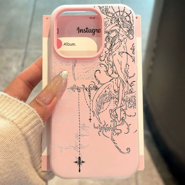 Gotische Engelskreuz Handyhülle Softcover für Xiaomi Redmi 14C 13C 4G Redmi Note 15 14 13 12 11 Pro Plus 5G in Rot und Pink - Bild 1