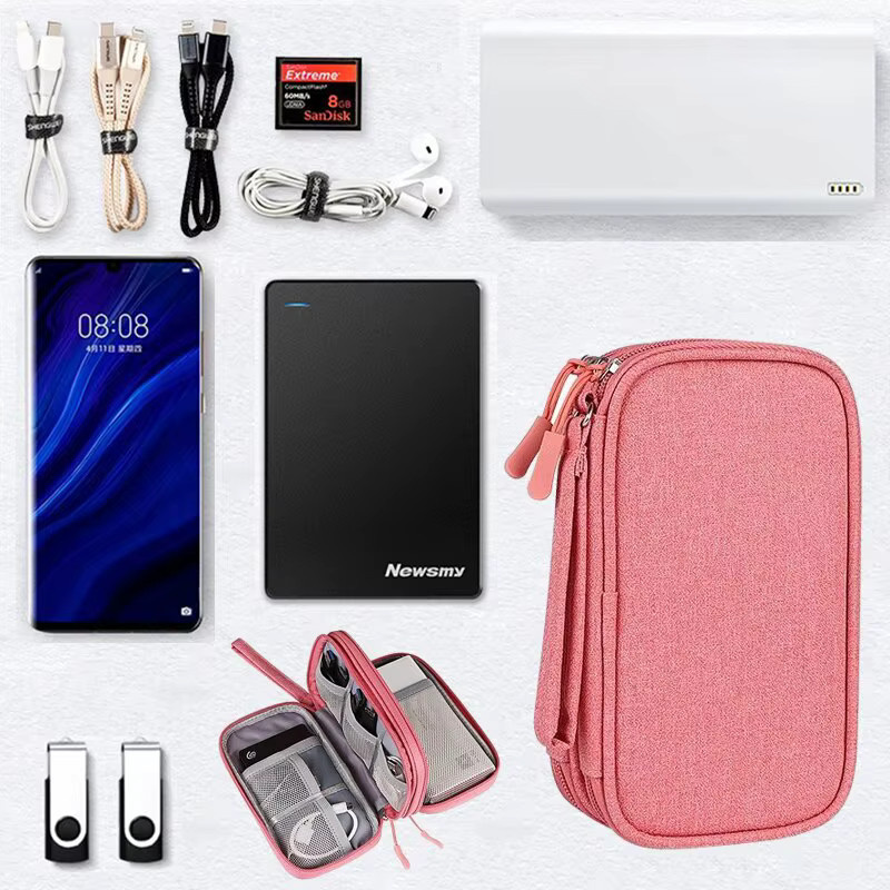 Tragbare digitale Reise-Aufbewahrungstasche in Schwarz für Headsets, USB-C-Kabel und Zubehör mit mehreren Fächern - Bild 3