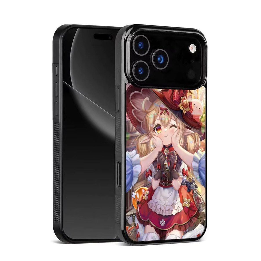Genshin Impact Klee Handyhülle für iPhone 11 bis 17 Pro Max Plus Mini, Schwarz Frosted Soft Shell - Bild 6
