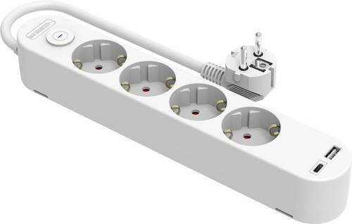 Heitronic Steckdosenleiste VO-501453 mit Schalter und USB-A sowie USB-C Anschlüssen in Weiß - Bild 1