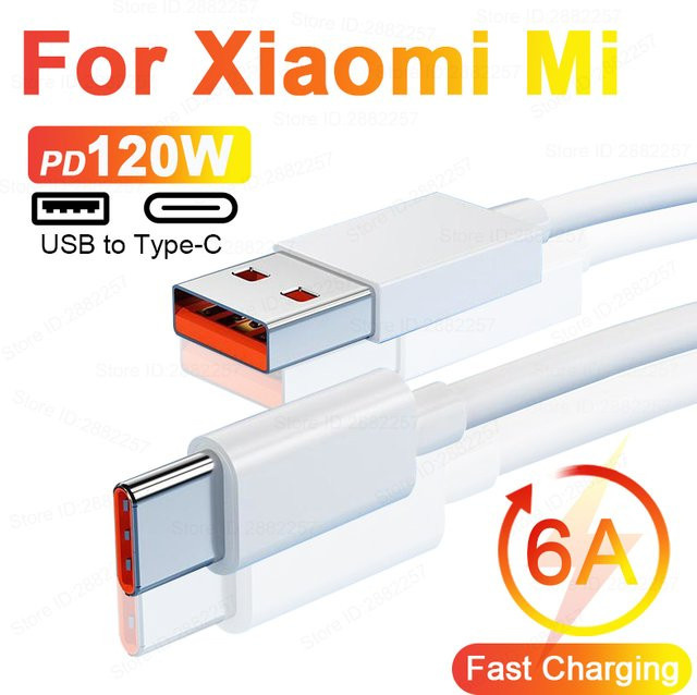 Xiaomi USB Typ C Schnellladekabel 120W 6A in Weiß für Mi 15 14 13 Ultra Pro und Redmi Note 14 13 Poco Datenkabel - Bild 1