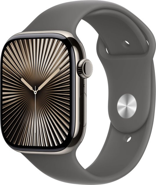 Apple Watch Series 10 GPS + Cellular 46 mm Titan mit Sportarmband M/L in Natur/Steingrau - Bild 1
