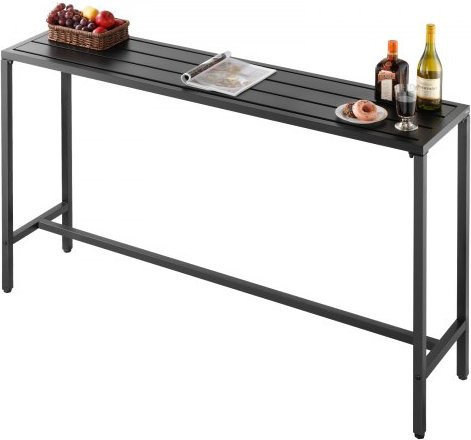 VEVOR Bartisch Schwarz aus Q195 Stahl, Rechteckiger Bistrotisch und Stehtisch für Garten, Balkon oder Pool, B/T/H: 160 x 37,5 x 98 cm - Bild 1