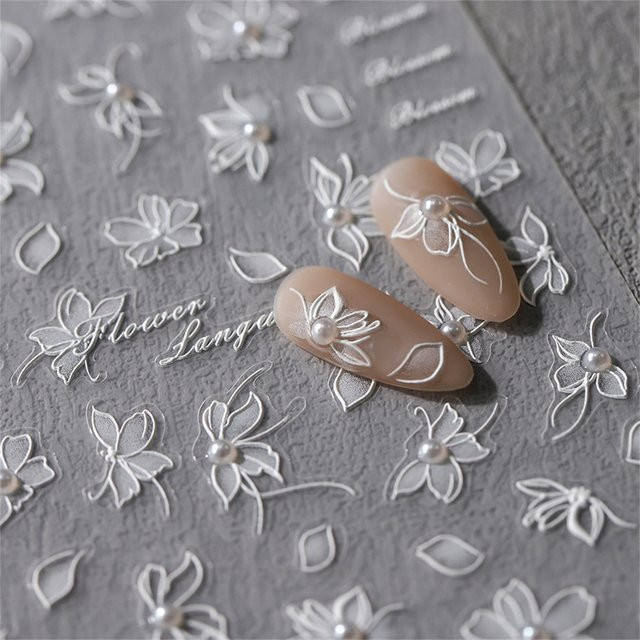 NAILFYOU Nagelaufkleber, Weiße Blume, Glänzend, Unisex - Bild 1