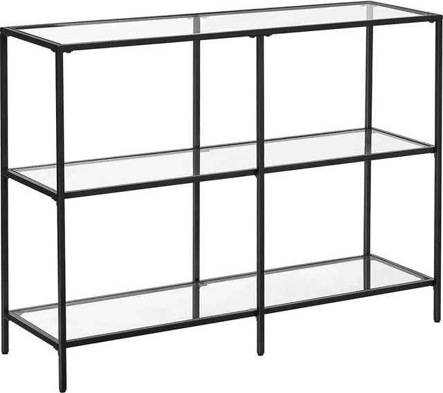 Vasagle Konsolentisch modern in Schwarz und Transparent mit Glasplatte, B/T/H: 100 x 30 x 73 cm - Bild 1