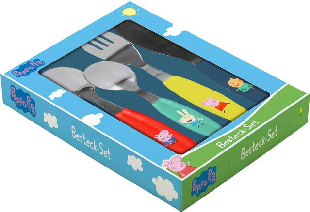 p:os Peppa Pig Kinderbesteckset 4-teilig, mehrfarbig, aus Edelstahl und Kunststoff - Bild 1