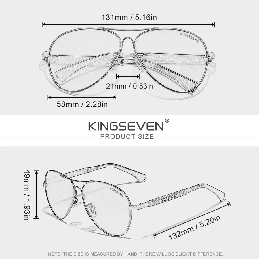 KINGSEVEN Sonnenbrille Aviator, Vollrand, Metall, Unisex, polarisiert - Bild 2