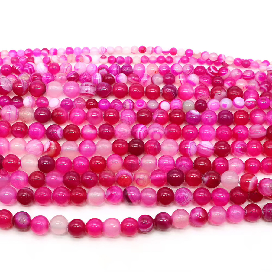 Achat Perle, Rosa Gestreift, Rund, 4/6/8/10mm, Unisex - Bild 5
