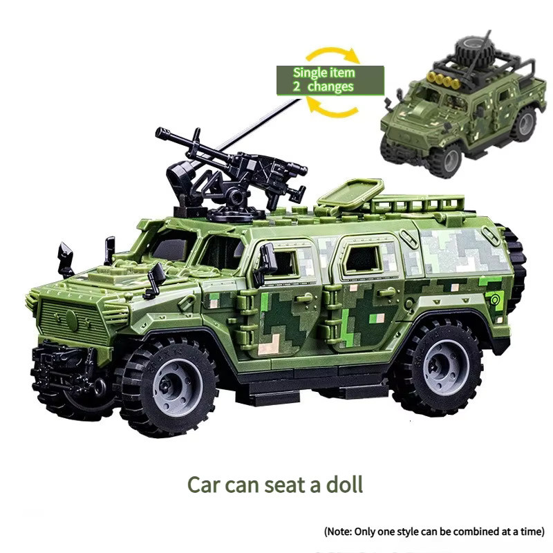 Mitty Militärthemen-Puzzle, Bausteine Montage-Spielzeug, Fahrzeuge, Grün - Bild 4