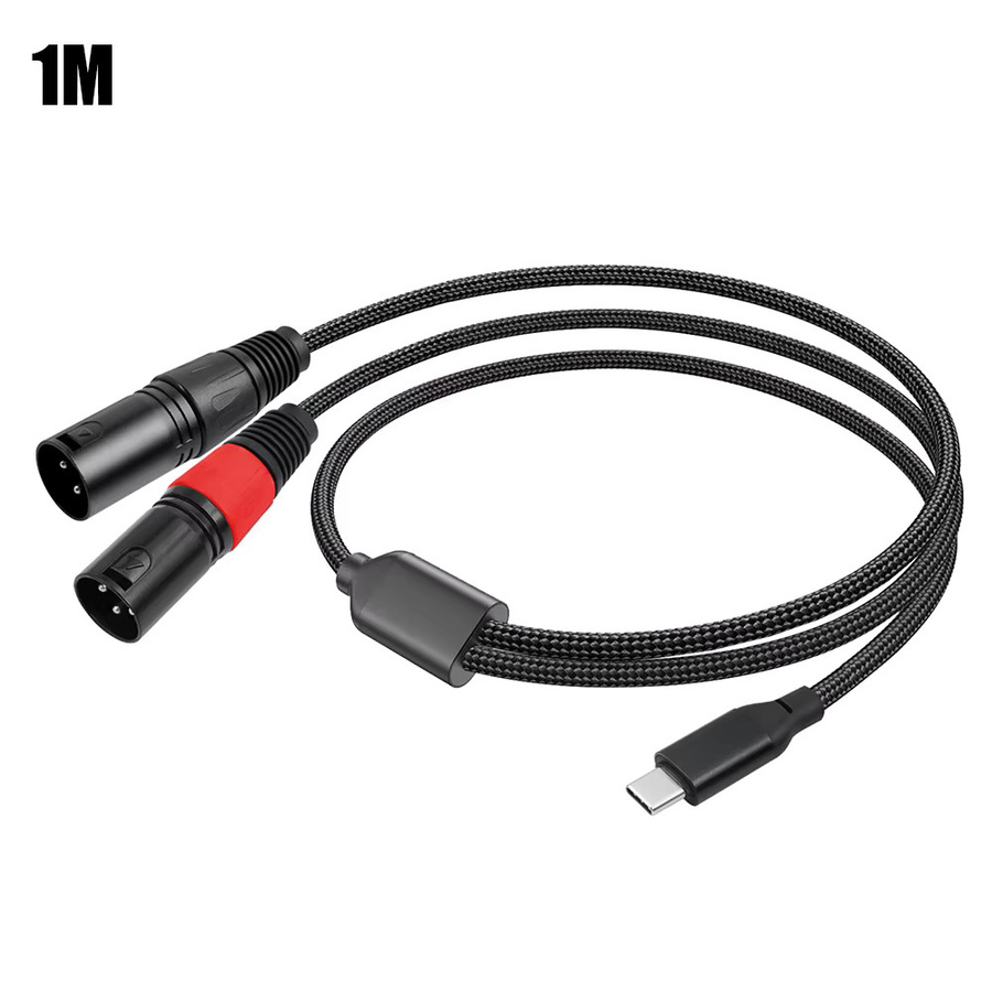 ALLOYSEED USB-C auf Dual XLR Audiokabel in Schwarz für iPad, Laptop und Handy - Bild 2