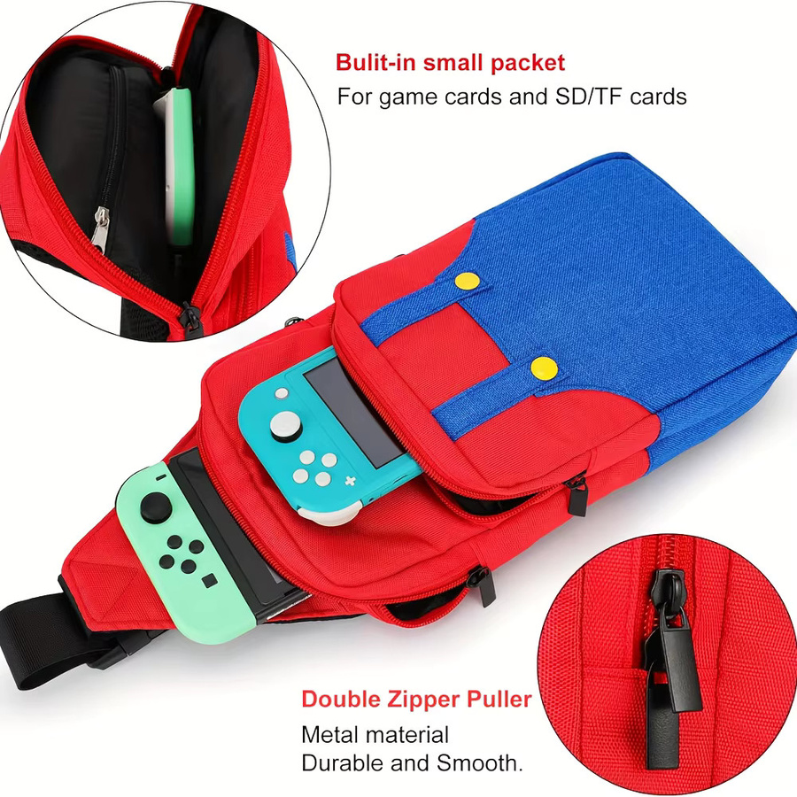 Nintendo Switch Schultertasche im Switch-Design mit Einzelschultergurt, rot/mehrfarbig - Bild 3