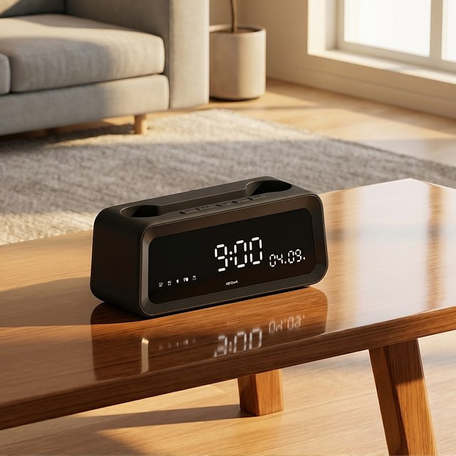 Niditon Digitaler Wecker mit Bluetooth-Lautsprecher, Radio und Temperaturanzeige in Schwarz - Bild 1