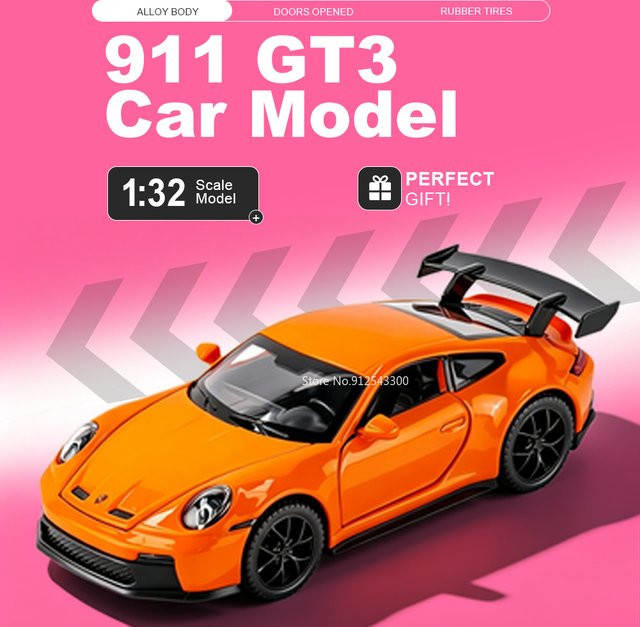 RMZ city 911 GT3 SR Automodell, 1:32 Maßstab, mit Licht und Sound, Rückziehfunktion - Bild 1